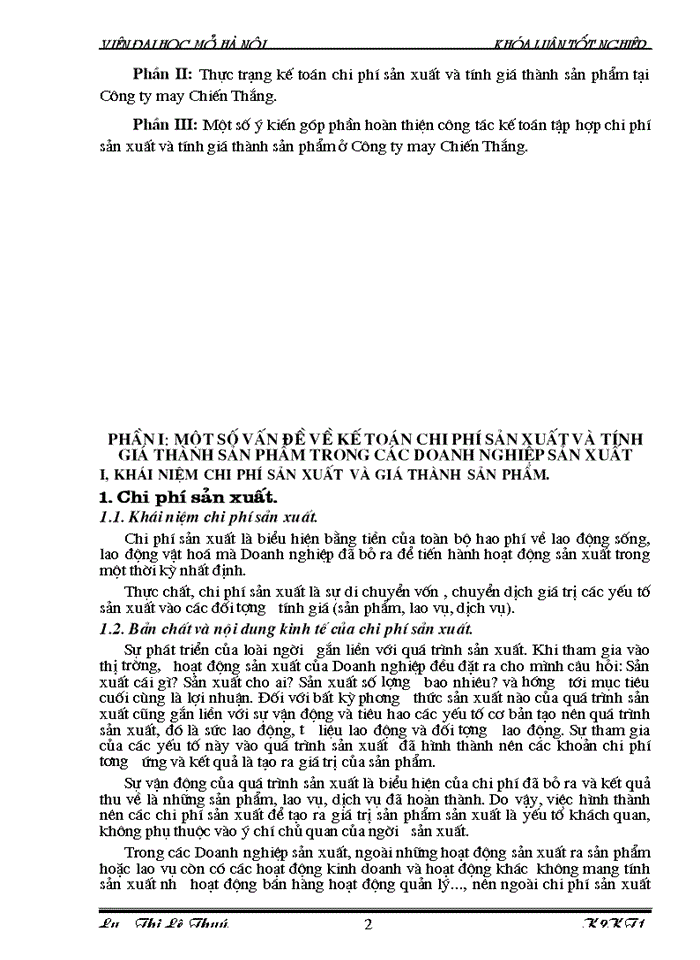 image for page Hoàn thiện kế toán chi phí sản xuất và tính giá thành sản phẩm tại Công ty may Chiến Thắng