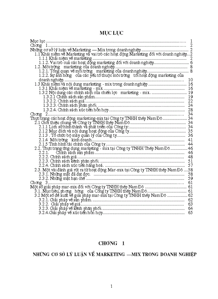 Một số giải pháp mar-mix đối với Công ty TNHH thép Nam Đô