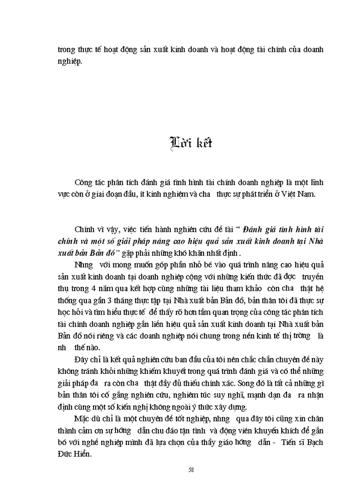 image for page Đánh giá tình hình tài chính và một số giải pháp nâng cao hiệu quả sản xuất kinh doanh tại Nhà xuất bản Bản đồ