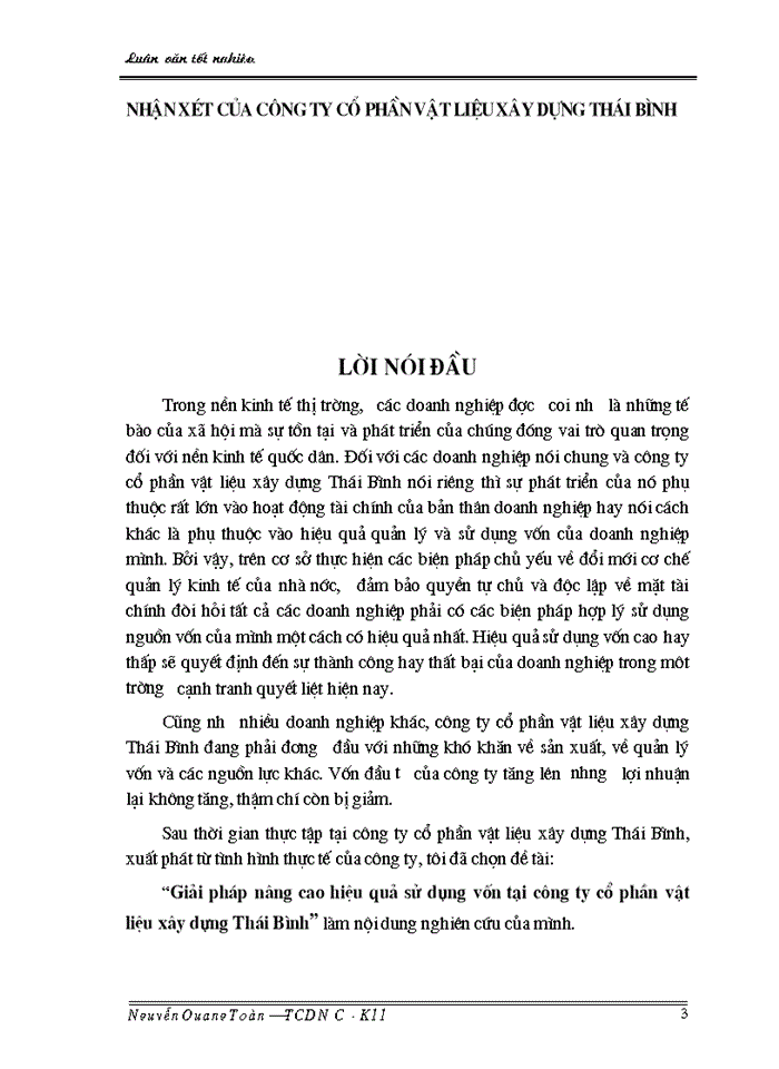 image for page Giải pháp nâng cao hiệu quả sử dụng vốn tại công ty cổ phần vật liệu xây dựng Thái Bình