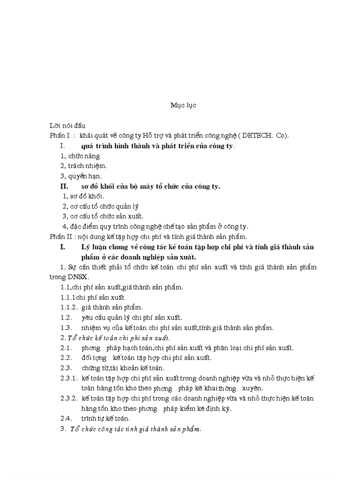 image for page Tổ chức hạch toán chi phí sản xuất và tính giá thành sản phẩm tại công ty hỗ trợ và phát triển công nghệ detech