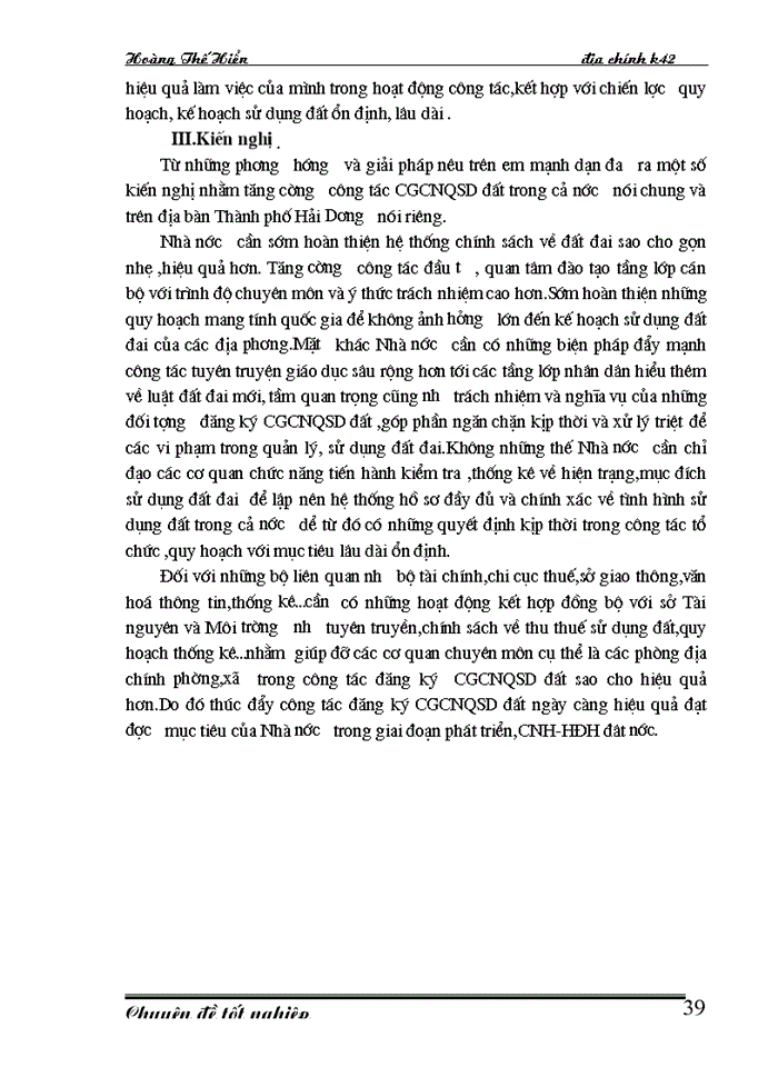 image for page Thực trạng và giải pháp nhằm thúc đẩy việc cấp giấy   chứng nhận quyền sủ dụng đất trên địa bàn thành phố Hải Dương