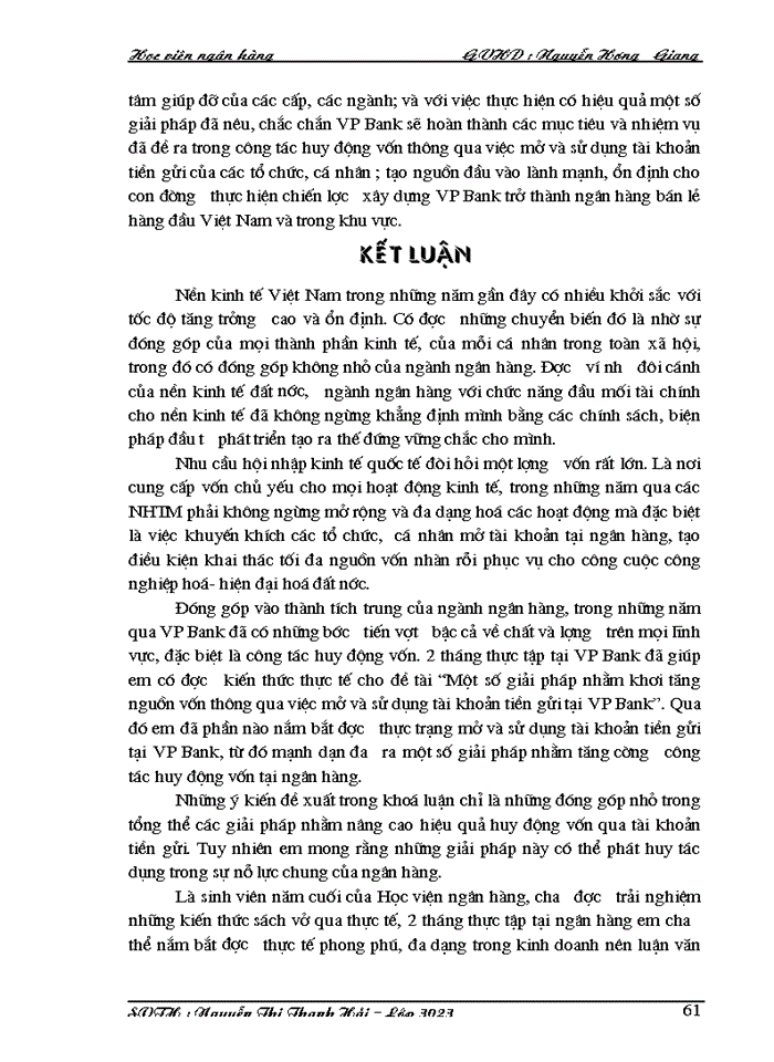 image for page Một số giải pháp về việc mở và sử dụng tài khoản tiền gửi nhằm khơi tăng nguồn vốn huy động tại Hội sở chính ngân hàng thương mại cổ phần các doanh nghiệp ngoài quốc doanh Việt Nam