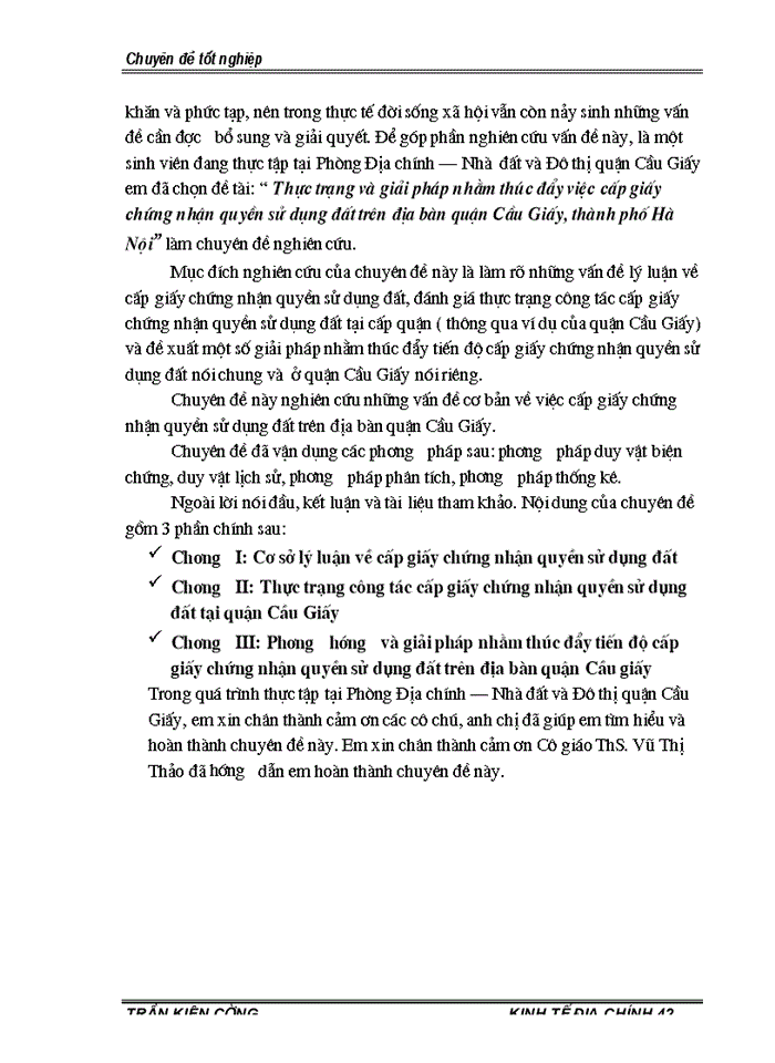 image for page Thực trạng và giải pháp nhằm thúc đẩy việc cấp giấy chứng nhận quyền sử dụng đất trên địa bàn quận Cầu Giấy, thành phố Hà Nội