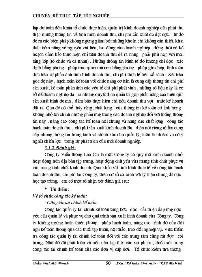 image for page Giải pháp nâng cao chất lượng công tác hạch toán kế toán doanh thu và chi phí tại Công ty viễn thông - Bưu điện tỉnh Lào Cai .