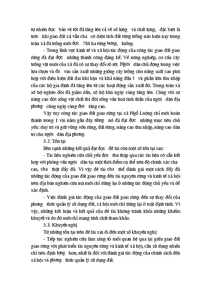 image for page Bước đầu đánh giá tác động của công tác giao đất Lâm nghiệp đến phát triển tài nguyên rừng và kinh tế xã hội trên địa bàn xã Ngổ Luông - huyện Tân Lạc - Tỉnh Hoà Bình