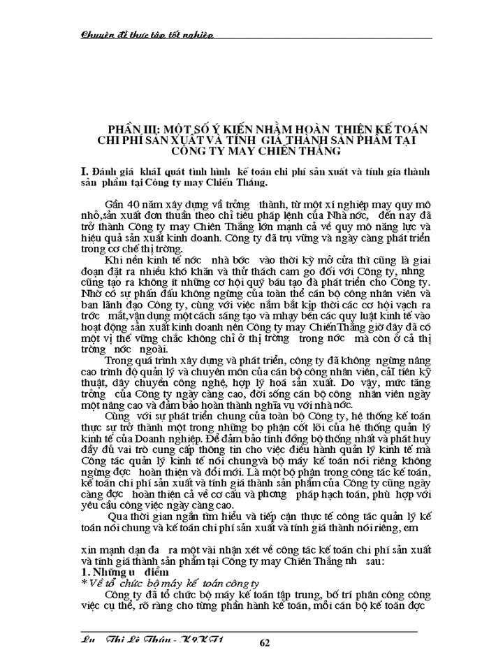 image for page Hoàn thiện kế toán chi phí sản xuất và tính giá thành sản phẩm tại Công ty may Chiến Thắng