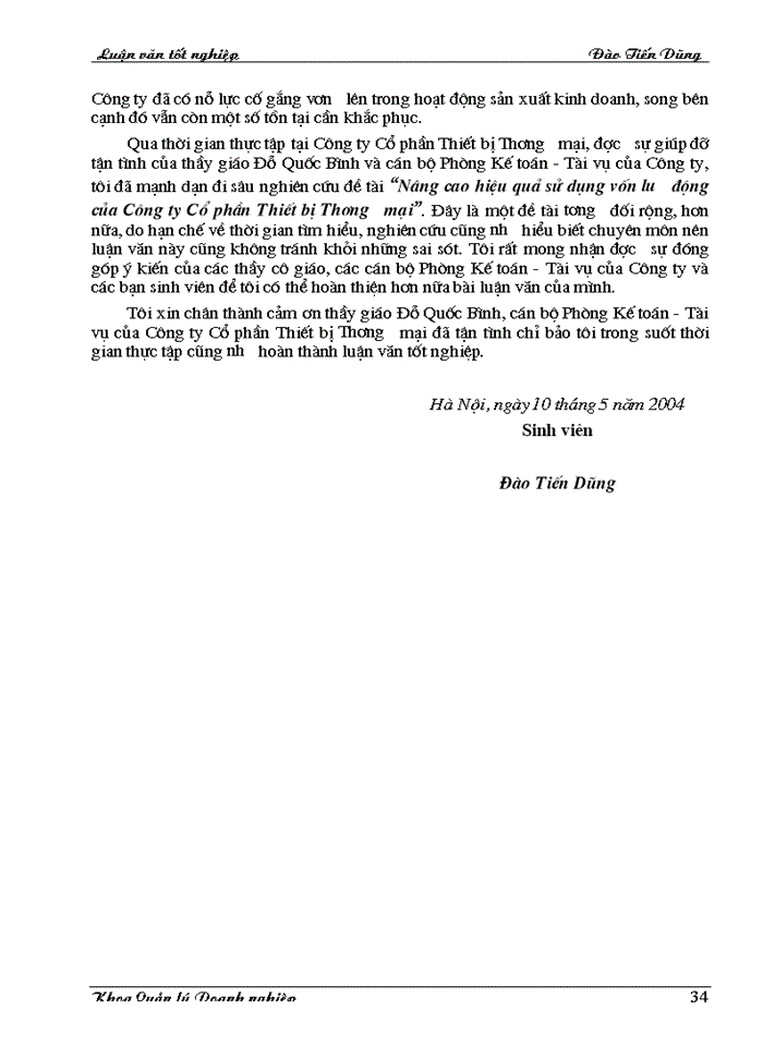 image for page Nâng cao hiệu quả sử dụng vốn lưu động tại Công ty Cổ phần Thiết bị Thương mại