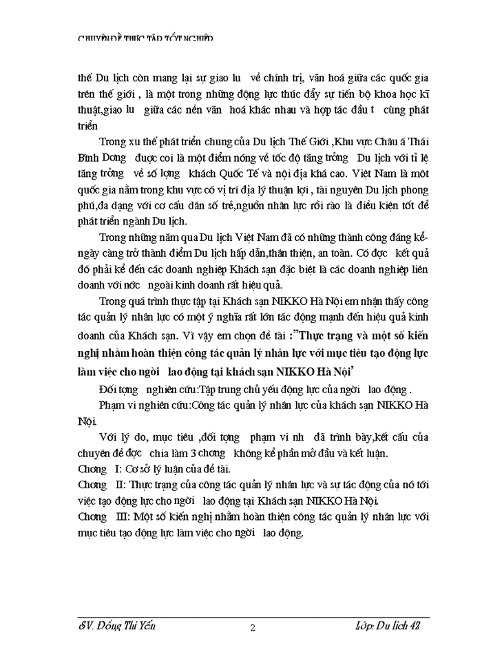 image for page Thực trạng và một số kiến nghị nhằm hoàn thiện công tác quản lý nhân lực với mục tiêu tạo động lực làm việc cho ngưòi lao động tại khách sạn NIKKO Hà Nội