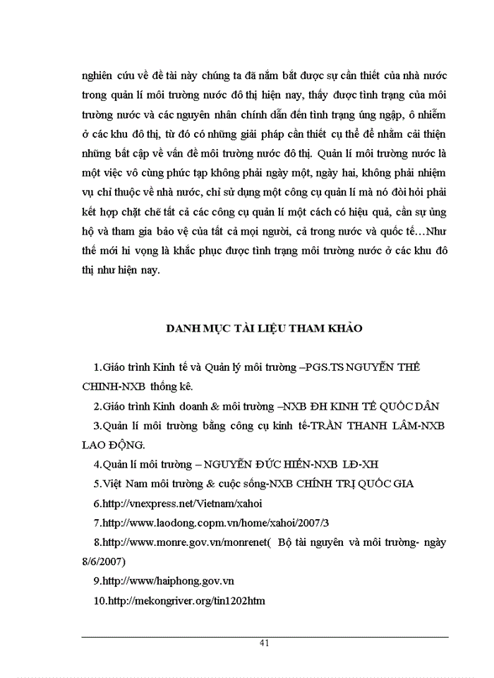 image for page Thực trạng và giải pháp của nhà nước trong việc giải quyết vấn đề  môi trường nước ở đô thị hiện nay