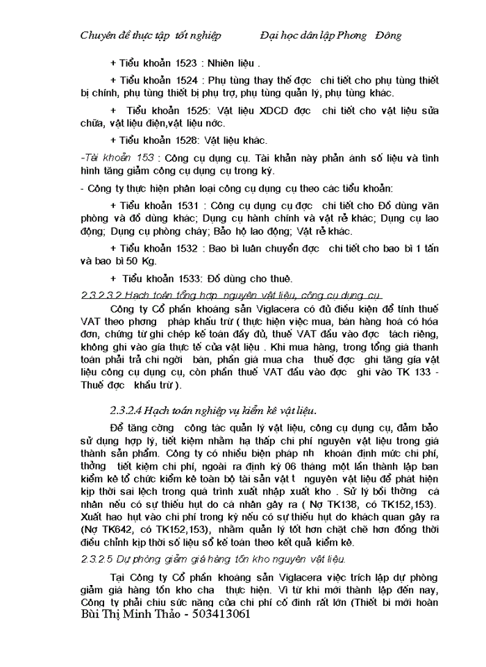 image for page Kế toán nguyên vật liệu tại Công ty cổ phần khoáng sản viglacera