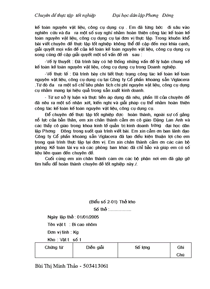 image for page Kế toán nguyên vật liệu tại Công ty cổ phần khoáng sản viglacera