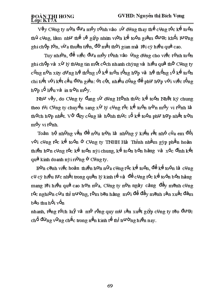 image for page Kế toán bán hàng và xác định kết quả kinh doanh " Tại cụng ty TNHH Hà Thịnh