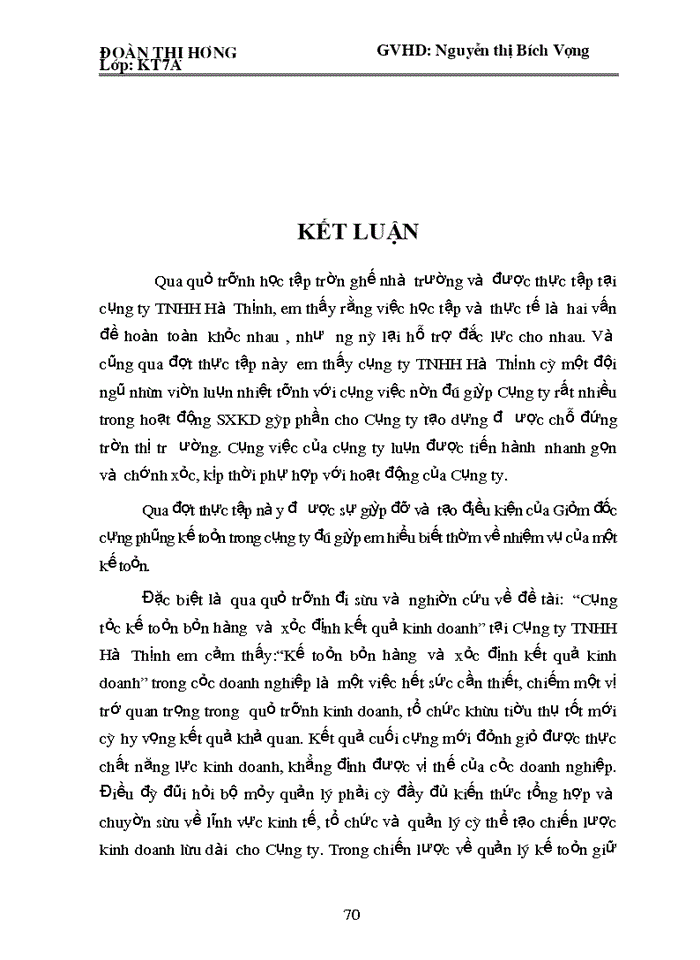 image for page Kế toán bán hàng và xác định kết quả kinh doanh " Tại cụng ty TNHH Hà Thịnh