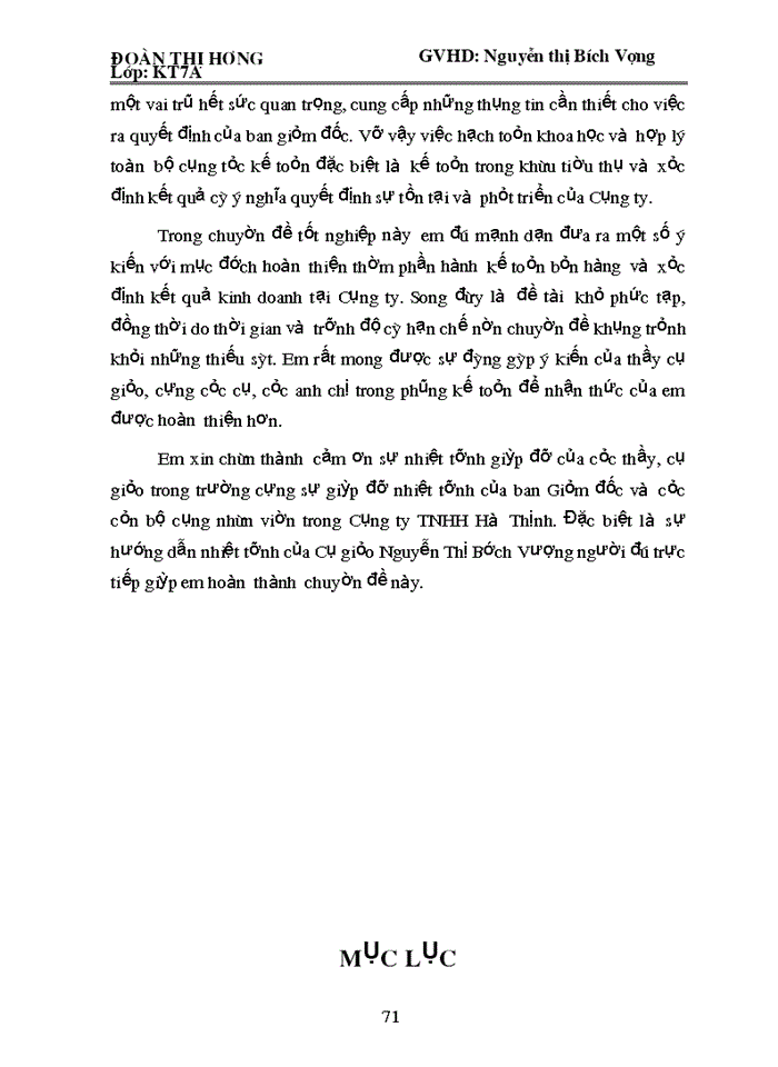 image for page Kế toán bán hàng và xác định kết quả kinh doanh " Tại cụng ty TNHH Hà Thịnh