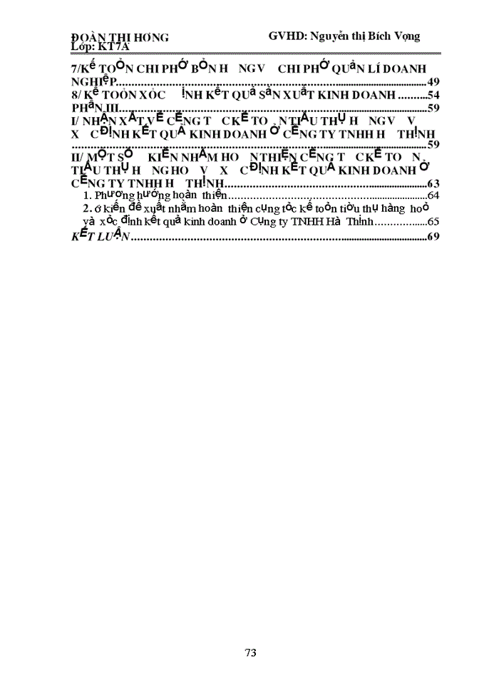 image for page Kế toán bán hàng và xác định kết quả kinh doanh " Tại cụng ty TNHH Hà Thịnh