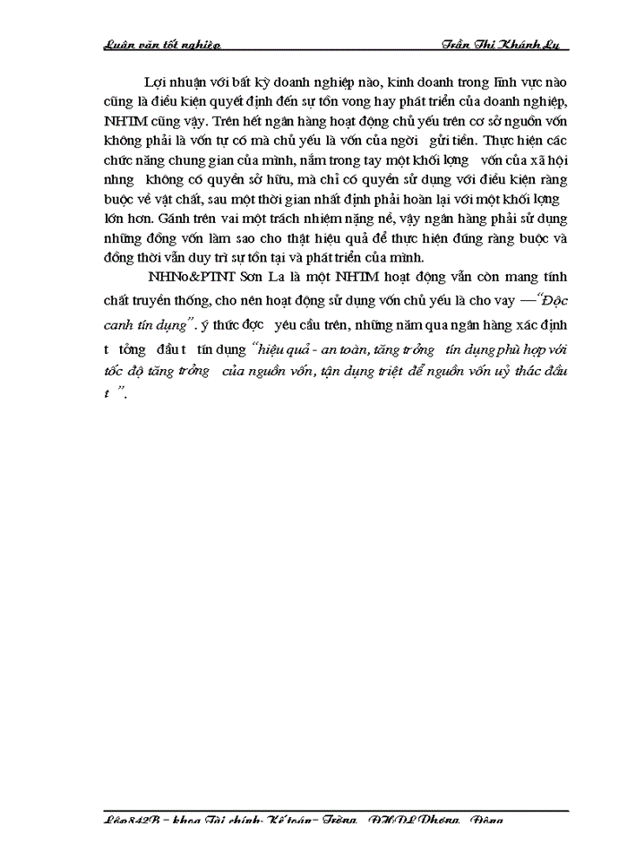 image for page Giải pháp mở rộng cho vay và nâng cao chất lượng tín dụng tại chi nhánh NHNo&PTNT Sơn La