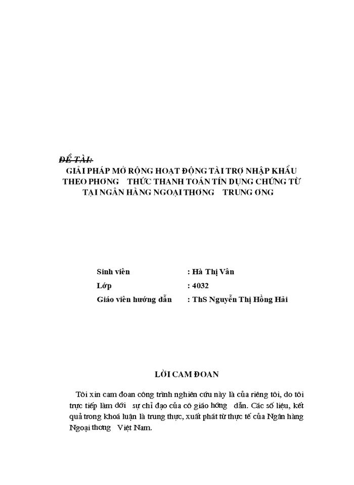 image for page Giải pháp mở rộng hoạt động tài trợ nhập khẩu theo phương thức tín dụng chứng từ tại Ngân hàng Ngoại thương Trung ương