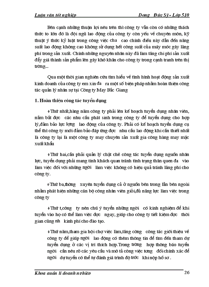image for page Một số giải pháp nhằm hoàn thiện công tác Quản lý nhân sự tại công ty May Bắc Giang