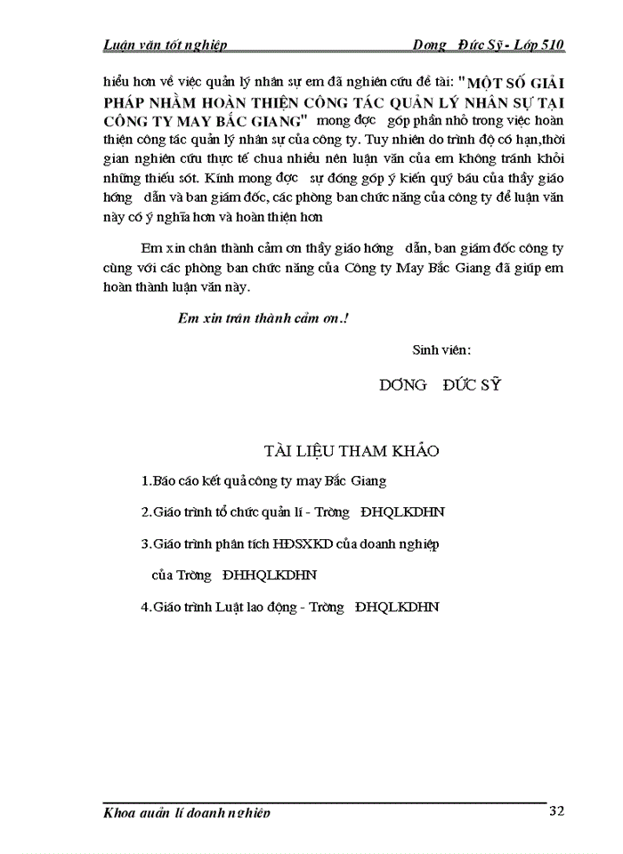 image for page Một số giải pháp nhằm hoàn thiện công tác Quản lý nhân sự tại công ty May Bắc Giang