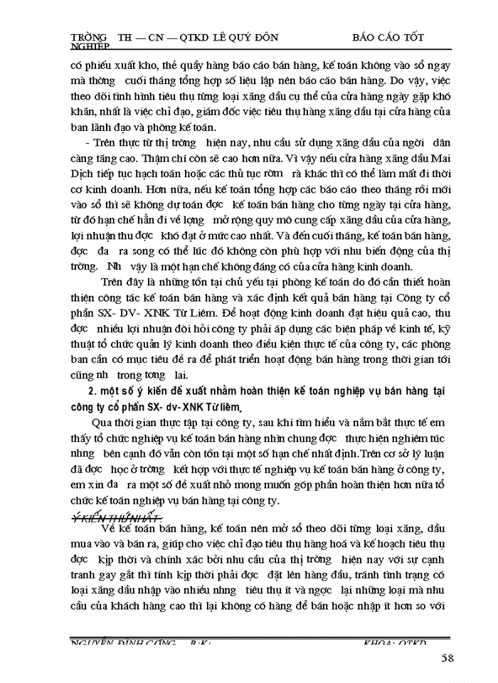 image for page Hoàn thiện kế toán nghiệp vụ bán và xác định kết quả bán hàng ở công ty cổ phần sản xuất dịch vụ  xuất nhập khẩu Từ Liêm