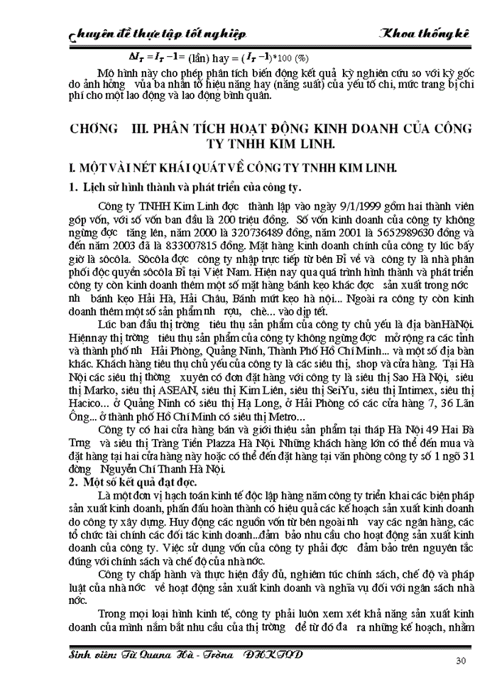 image for page Vận dụng một số phương pháp thống kê, phân tích hoạt động kinh doanh của công ty TNHH Kim Linh