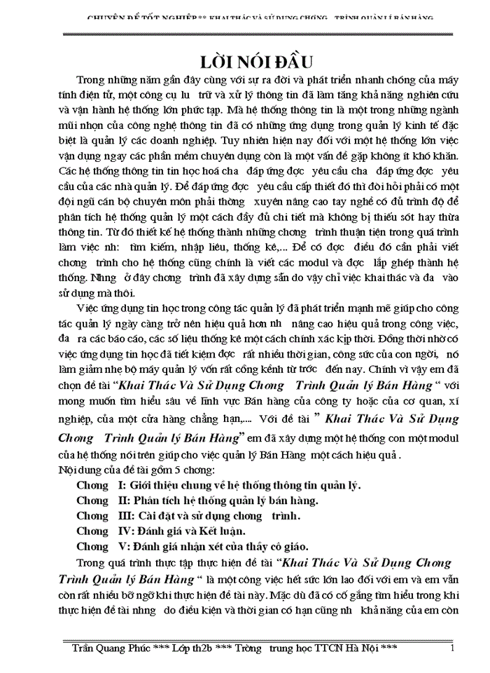 image for page Khai Thác Và Sử Dụng Chương Trình Quản lý Bán Hàng