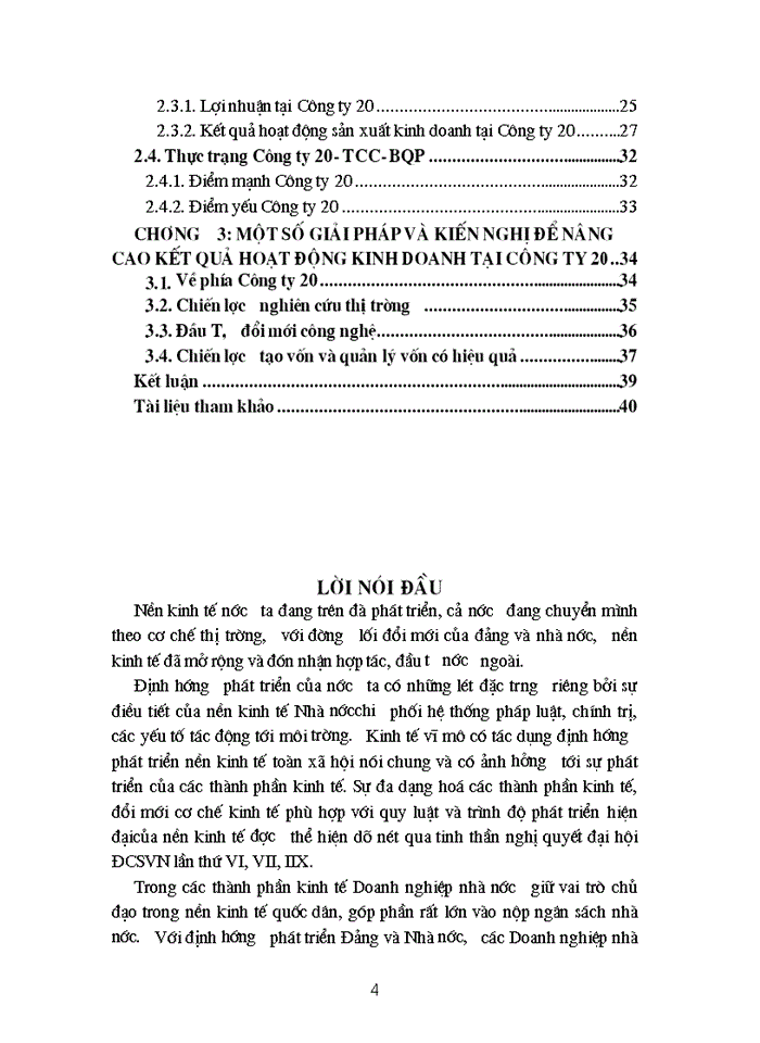 Phân tích hoạt động kinh doanh tại Công ty 20- TCHC- BQP