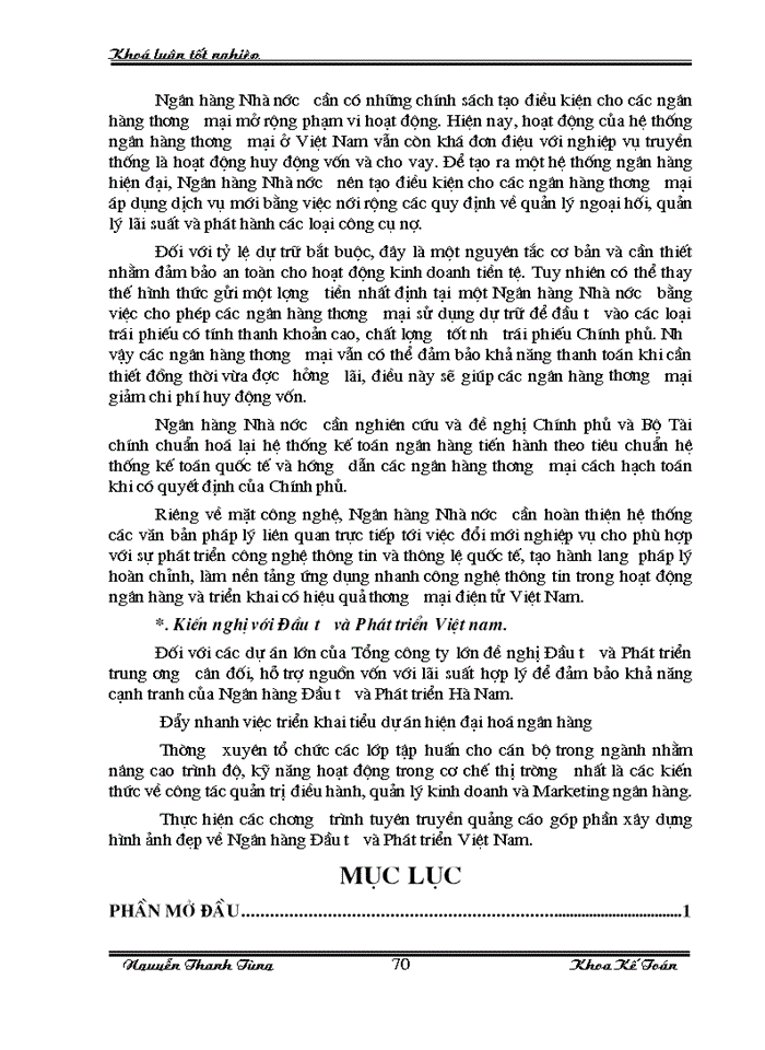 image for page Một số giải pháp nhằm tăng thu nhập, giảm chi phí và nâng cao hiệu quả kinh doanh tại Ngân hàng Đầu tư và Phát triển Hà Nam