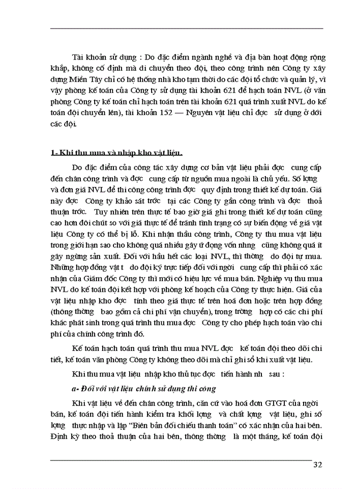 image for page Tổ chức công tác kế toán vật liệu ở Công ty xây dựng Miền Tây