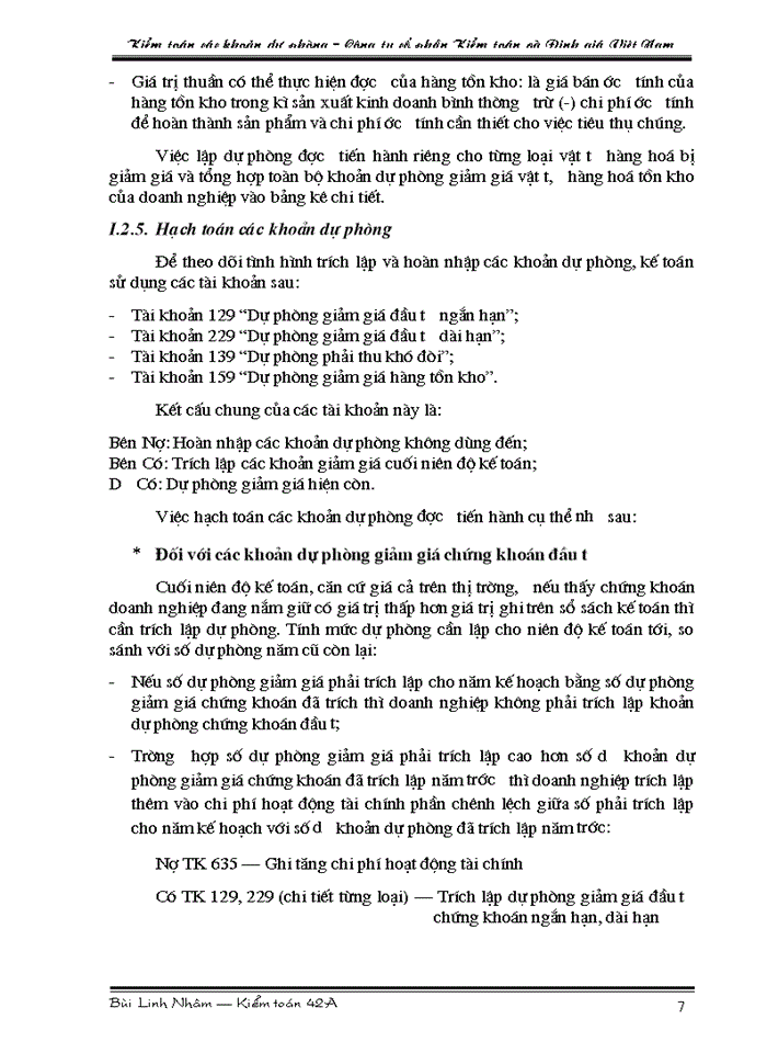 image for page Tìm hiểu quy trình kiểm toán các khoản dự phòng trong kiểm toán Báo cáo tài chính do Công ty cổ phần Kiểm toán và Định giá Việt Nam thực hiện