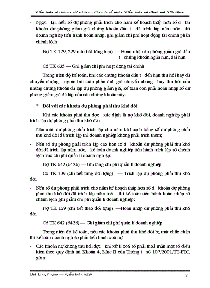 image for page Tìm hiểu quy trình kiểm toán các khoản dự phòng trong kiểm toán Báo cáo tài chính do Công ty cổ phần Kiểm toán và Định giá Việt Nam thực hiện