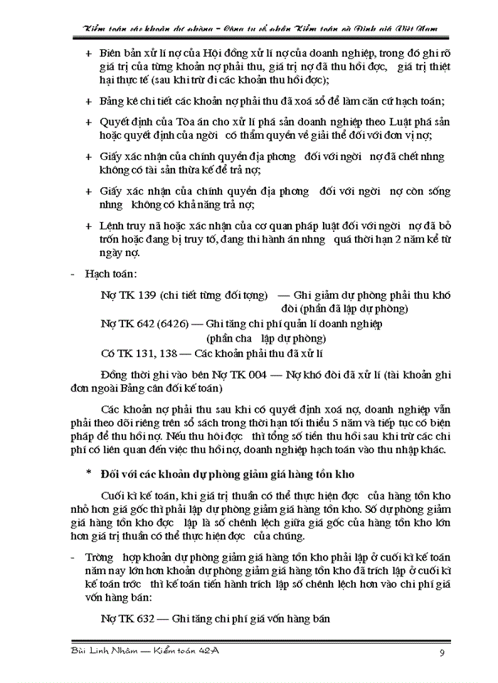 image for page Tìm hiểu quy trình kiểm toán các khoản dự phòng trong kiểm toán Báo cáo tài chính do Công ty cổ phần Kiểm toán và Định giá Việt Nam thực hiện