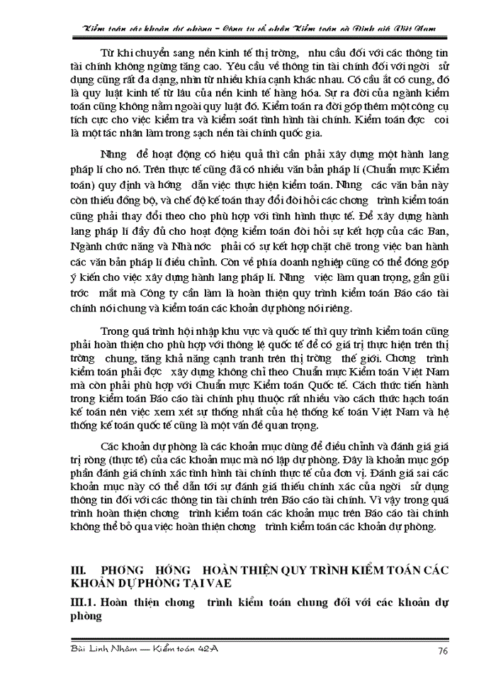 image for page Tìm hiểu quy trình kiểm toán các khoản dự phòng trong kiểm toán Báo cáo tài chính do Công ty cổ phần Kiểm toán và Định giá Việt Nam thực hiện