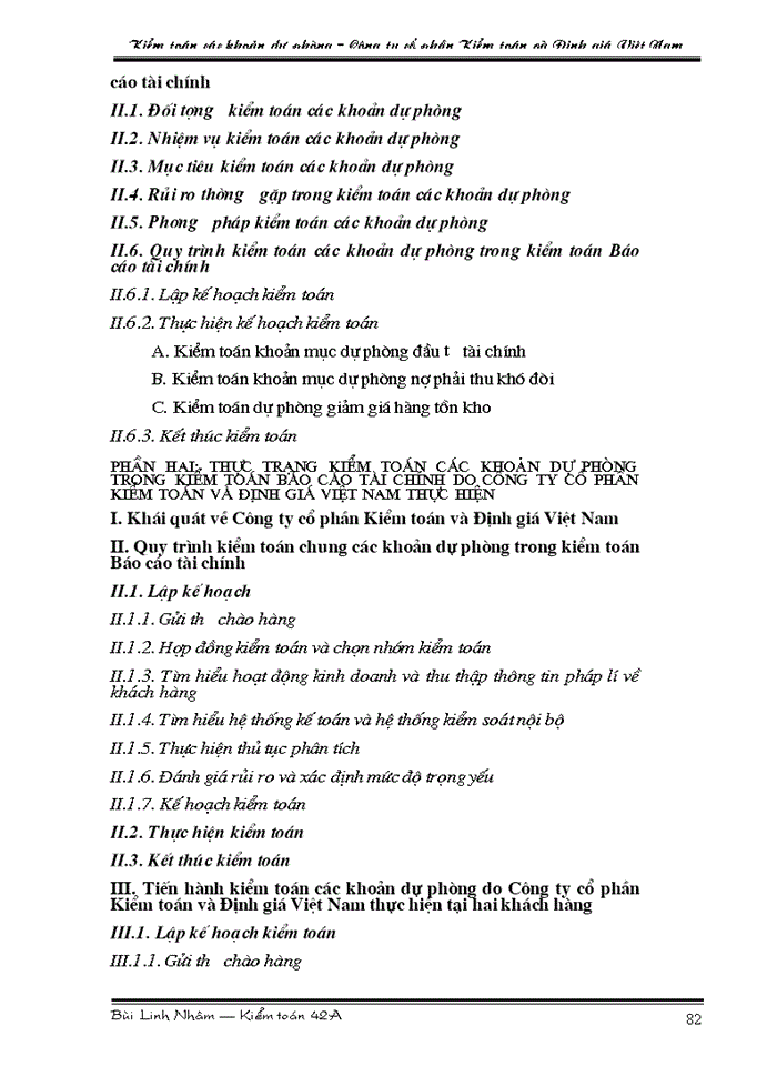 image for page Tìm hiểu quy trình kiểm toán các khoản dự phòng trong kiểm toán Báo cáo tài chính do Công ty cổ phần Kiểm toán và Định giá Việt Nam thực hiện