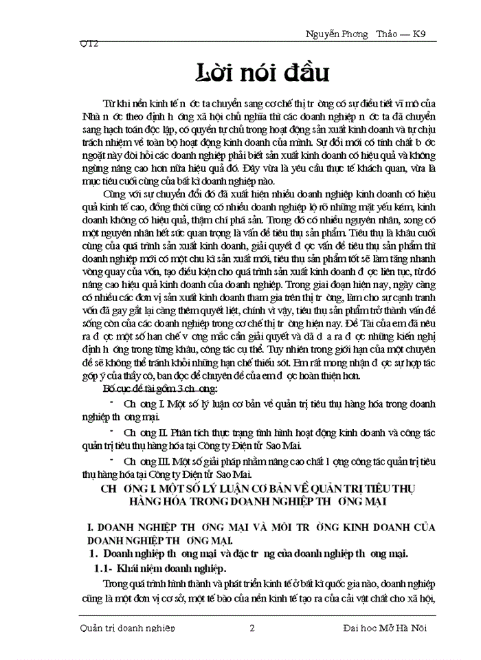 image for page Một số giải pháp nhằm nâng cao chất lượng công tác quản trị tiêu thụ hàng hóa tại Công ty Điện tử  Sao Mai.
