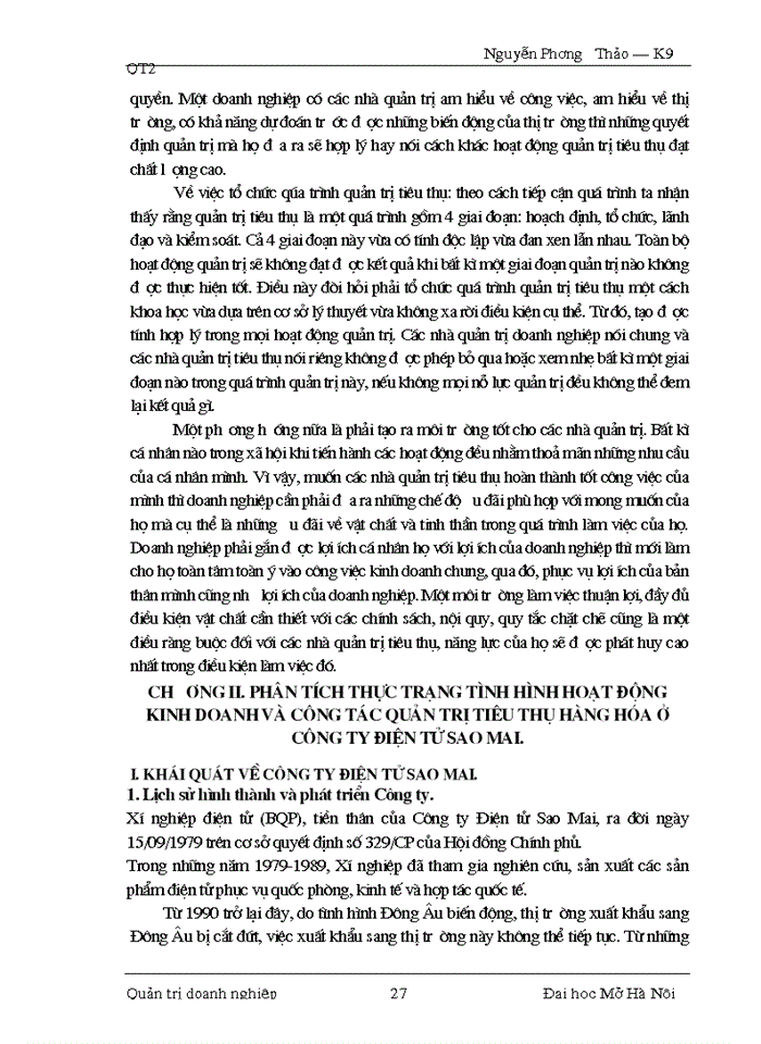 image for page Một số giải pháp nhằm nâng cao chất lượng công tác quản trị tiêu thụ hàng hóa tại Công ty Điện tử  Sao Mai.