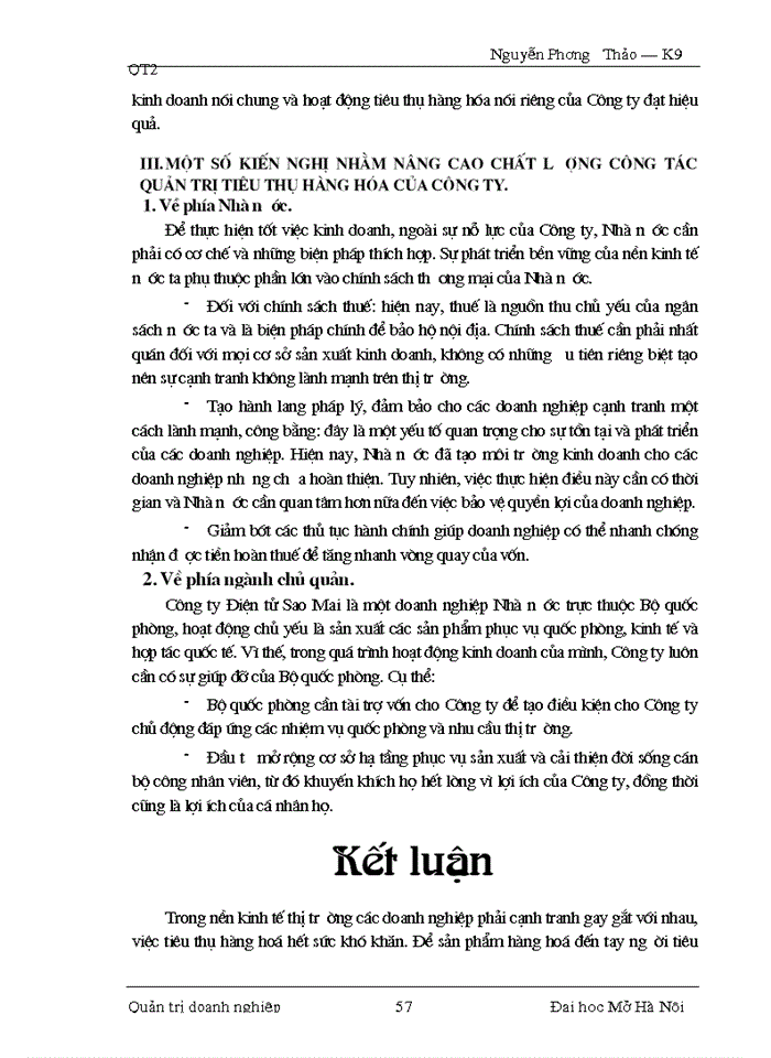 image for page Một số giải pháp nhằm nâng cao chất lượng công tác quản trị tiêu thụ hàng hóa tại Công ty Điện tử  Sao Mai.