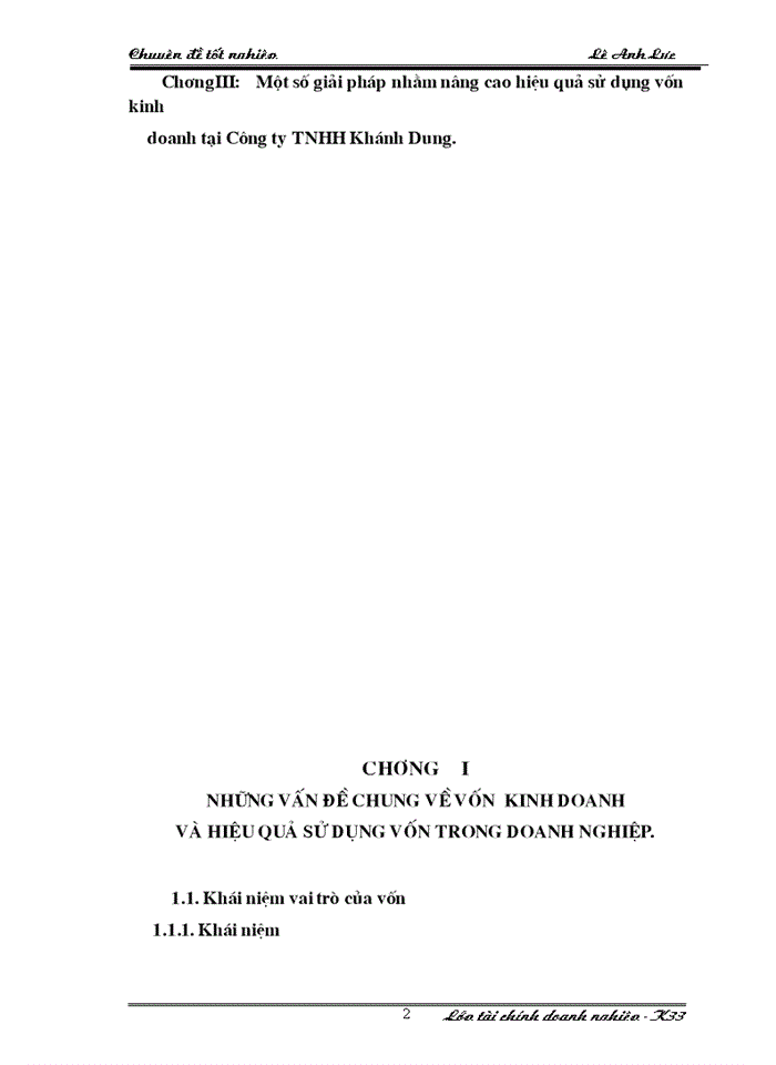 Giải pháp nâng cao hiệu quả sử dụng vốn tại Công ty TNHH Khánh Dung