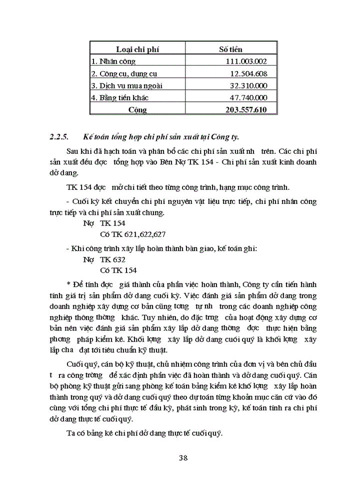 image for page Kế toán chi phí sản xuất và tính giá thành sản phẩm xây lắp tại công ty cổ phần xây dựng số 2