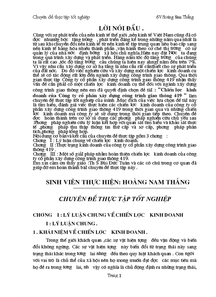 image for page Chiến lược kinh doanh của Công ty cổ phần xây dựng công trình giao thông 419