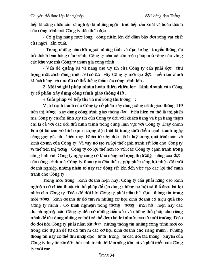 image for page Chiến lược kinh doanh của Công ty cổ phần xây dựng công trình giao thông 419