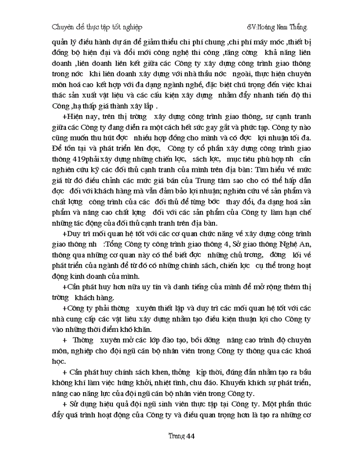 image for page Chiến lược kinh doanh của Công ty cổ phần xây dựng công trình giao thông 419