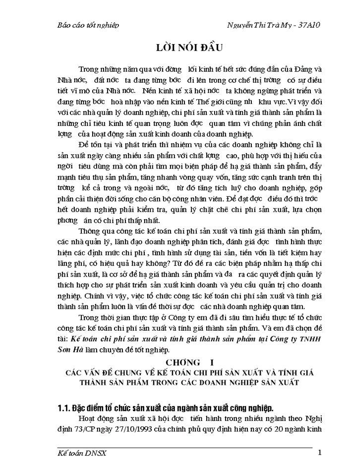 image for page Kế toán chi phí sản xuất và tính giá thành sản phẩm tại Công ty TNHH Sơn Hà