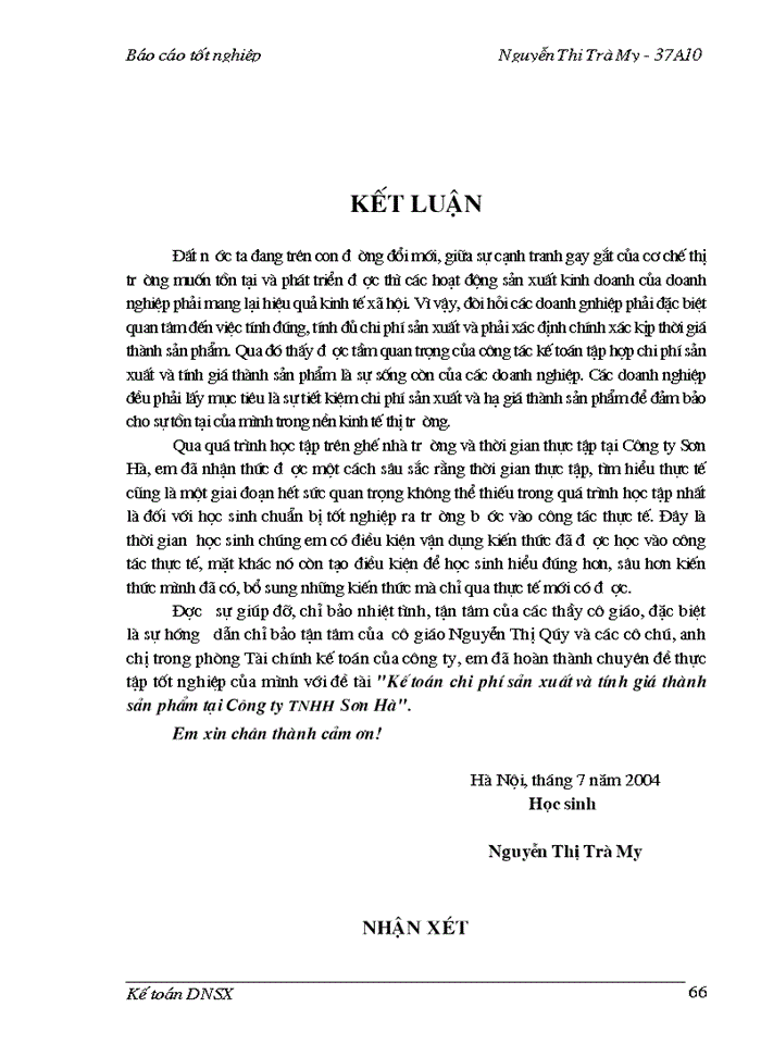 image for page Kế toán chi phí sản xuất và tính giá thành sản phẩm tại Công ty TNHH Sơn Hà