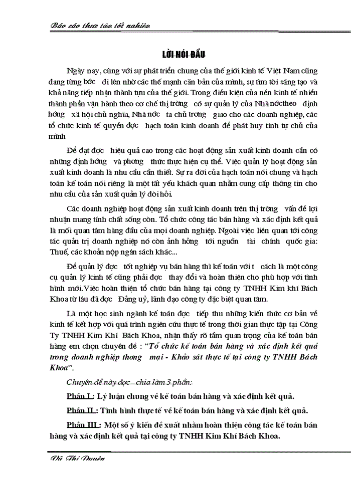 image for page Tổ chức kế toán bán hàng và xác định kết quả trong doanh nghiệp thương mại - Khảo sát thực tế tại công ty TNHH Bách Khoa