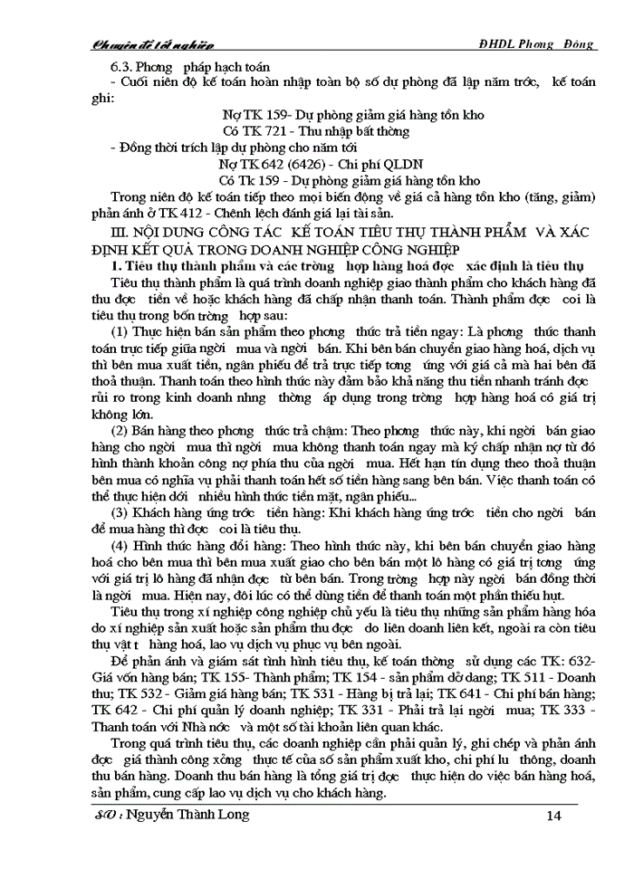 image for page Công tác hạch toán kế toán thành phẩm và tiêu thụ thành phẩm” ở công ty Dệt may  Hà Nội