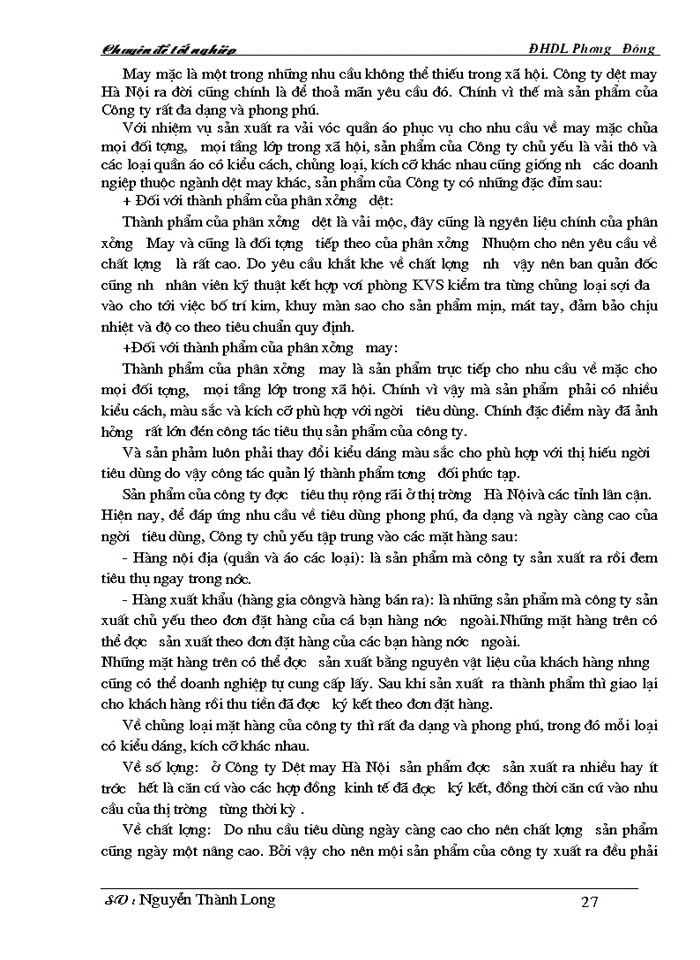 image for page Công tác hạch toán kế toán thành phẩm và tiêu thụ thành phẩm” ở công ty Dệt may  Hà Nội