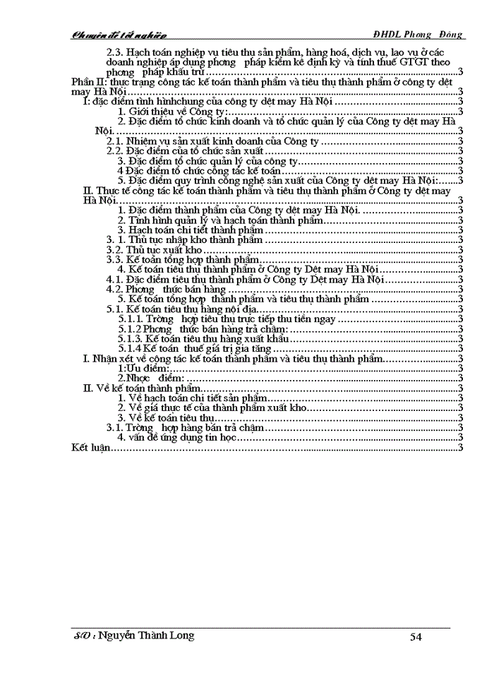 image for page Công tác hạch toán kế toán thành phẩm và tiêu thụ thành phẩm” ở công ty Dệt may  Hà Nội