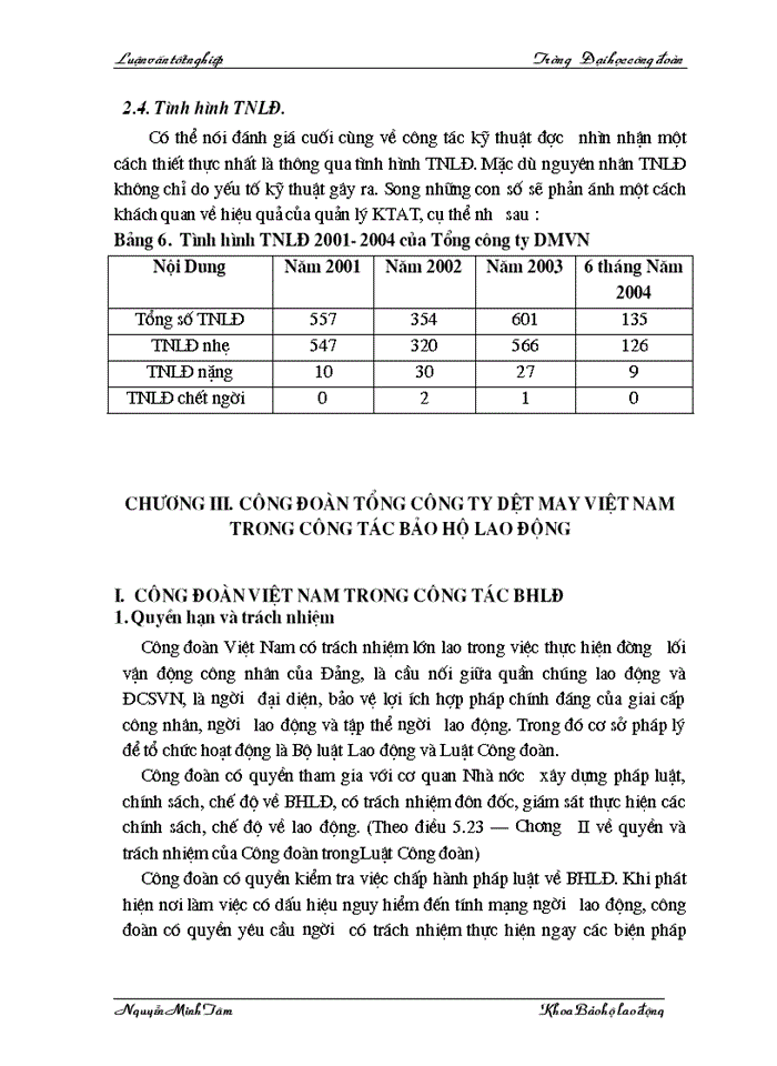 image for page Một số kiến nghị,giải pháp nâng cao năng lực hoạt động công tác BHLĐ của công đoàn tổng công ty Dệt May VN